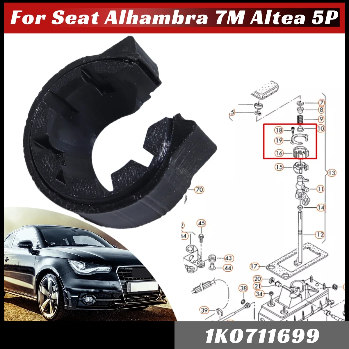 

For Seat Alhambra 7M Altea 5P Arosa Ibiza 6L Leon Toledo Gear Shift Lever Bearing Shell Lever Rod MT Selector Linkage Insulator