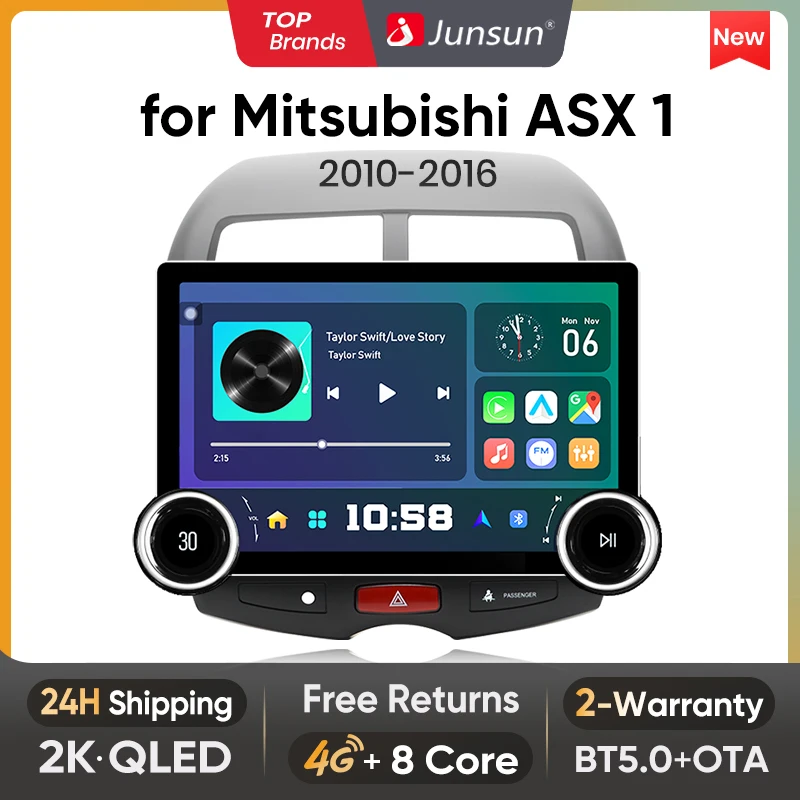 Junsun X8 Wireless CarPlay Android Auto Car Radio for Mitsubishi ASX 1 2010 2011 2012 2013 2014-2016 QLED 2K DSP 48EQ 8 Core