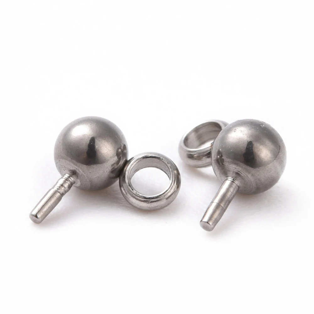 200 stks 304 Rvs Ball Stud Earring Post met Horizontale Loops Pins voor DIY Oorbel Dangle Sieraden Maken 5x3mm