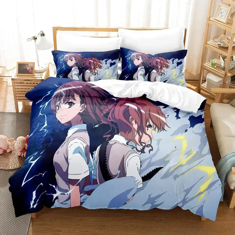 New Anime Kawaii Girls A Certain Scientific Railgun Bedding Set Boys Girls Twin Queen Size Duvet Cover Pillowcase Bed Kids Adult