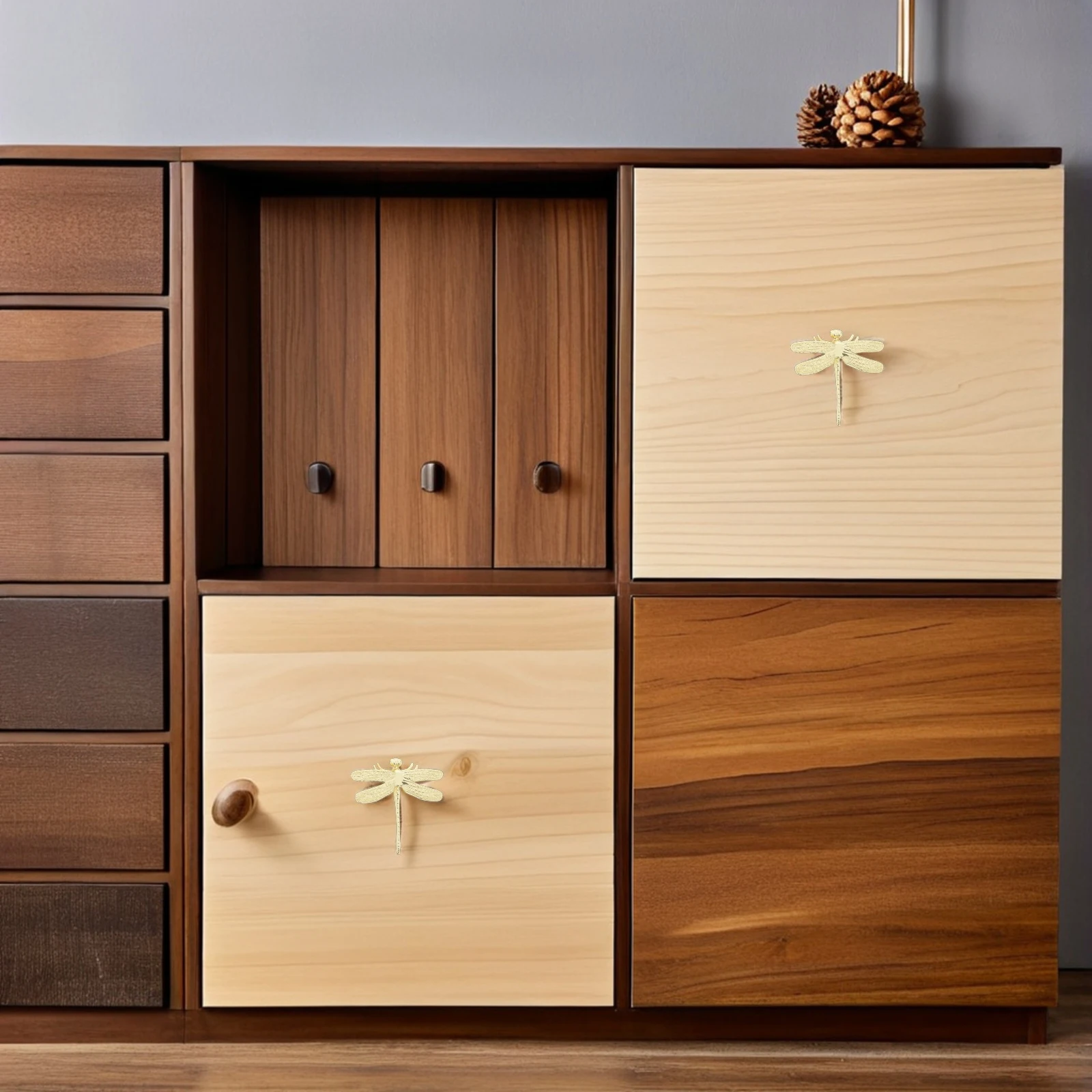 

2pcs Cabinet Drawer Pulls Dragonfly Design Zinc Alloy Retro Handles For Wardrobe Closet Cabinet Decorative Knobs Home Use