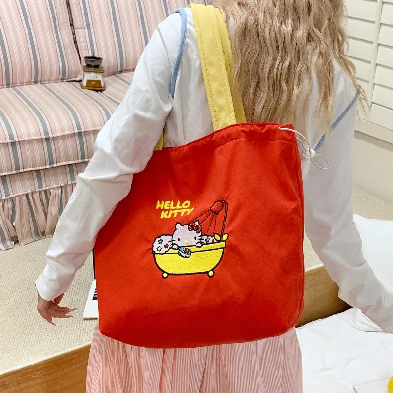 

Hello Kitty Storage Bag Cute Anime Women Products Versatile Large Capacity Cartoon Handheld Student Products Girl Gift Wholesale