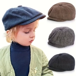 Children Retro Newsboy Caps British Painters Hats Spring Autumn Berets Herringbone Flat Cap Hip Hop Berets For Boys