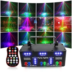 Proyector de luz Led de 21 ojos RGB para discoteca, lámpara de luz láser para escenario, con sonido estroboscópico, para fiestas, vacaciones y bodas