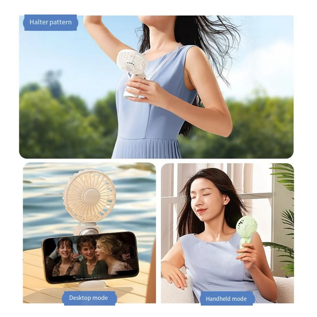 GOB-oFolding مروحة رقمية محمولة 3600 مللي أمبير في الساعة سطح المكتب مروحة صغيرة USB قابلة للشحن مروحة تبريد الصيف، بسيطة