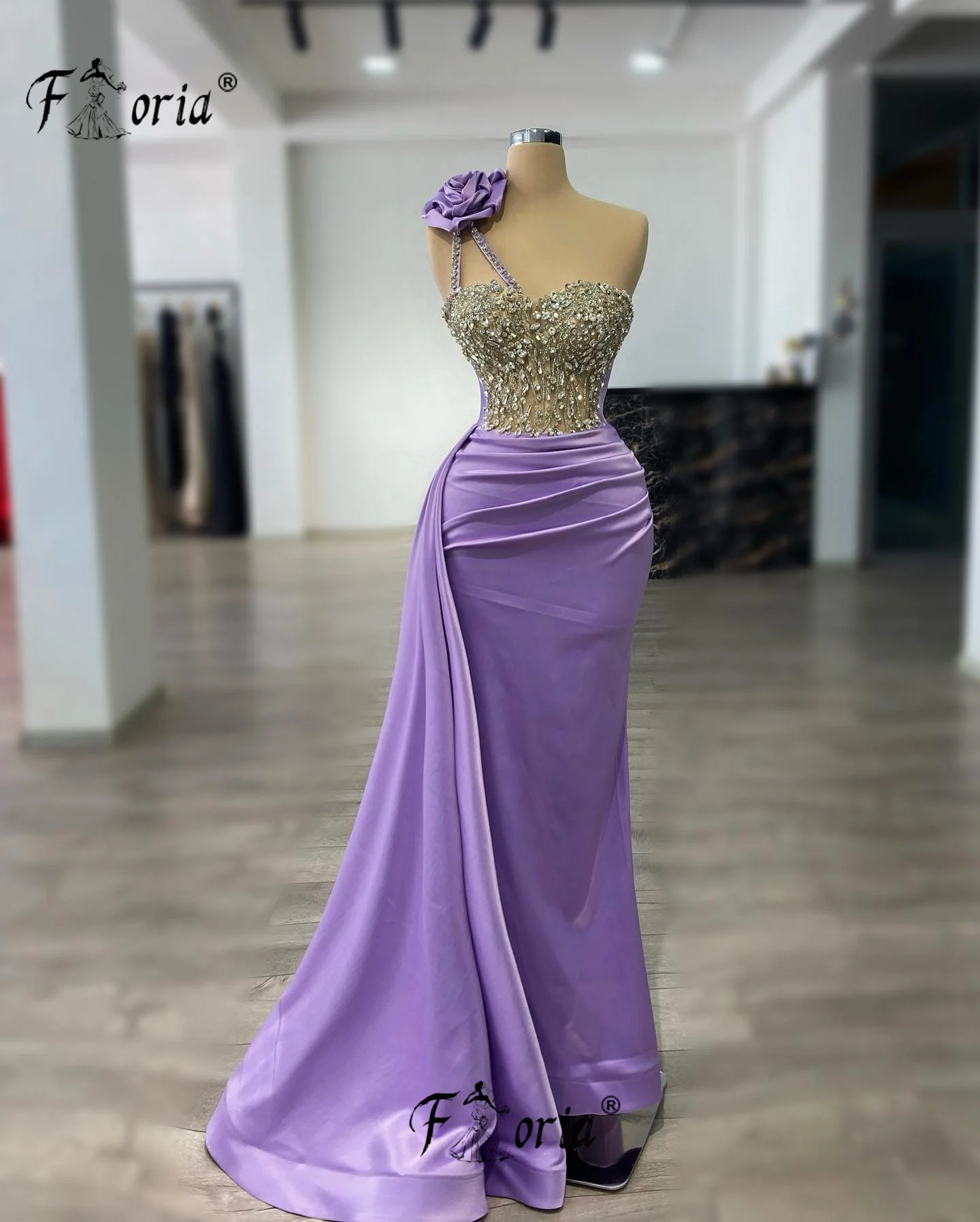 Elegant Purple Satin Prom Dress Beads Crystal Sexy Formal Evening Gown Customized Cocktail robes longues soirées élégante 2025