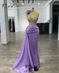 Elegant Purple Satin Prom Dress Beads Crystal Sexy Formal Evening Gown Customized Cocktail robes longues soirées élégante 2025
