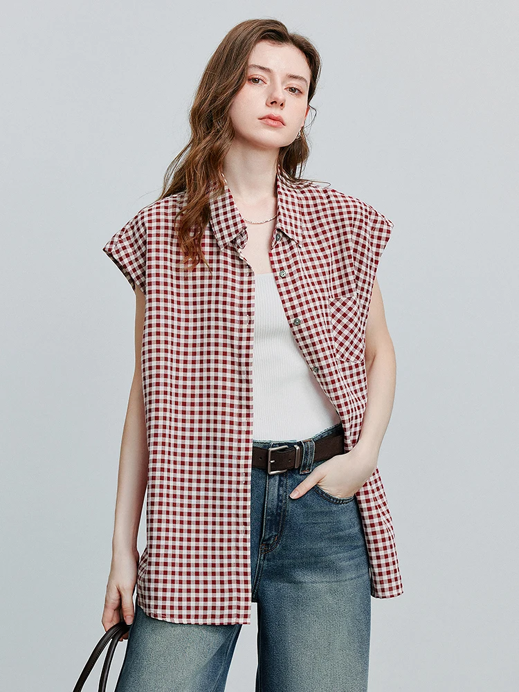 

Wide oulder Mid-Length Open Cardigan irt Women's 2025 Summer New Nautical Sle Plaid Top Casual Comfortable Loose Fit
