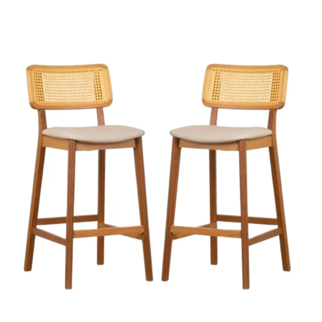 الشمال نمط خشبي بار البراز الخوص الروطان كرسي مرتفع الترفيه المنزل بار الأثاث التصميم الحديث