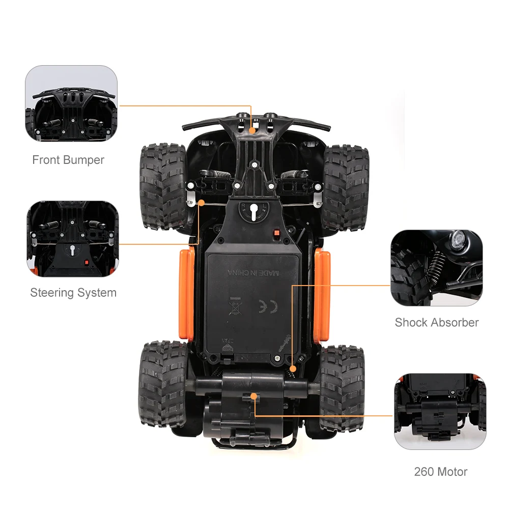KY-1816A RC Truck 2.4G 2WD 1/18 Scale RC Crawler Off-road Truck Infinite Speed RC Car   RC Car Toys for Kids Adults RTR