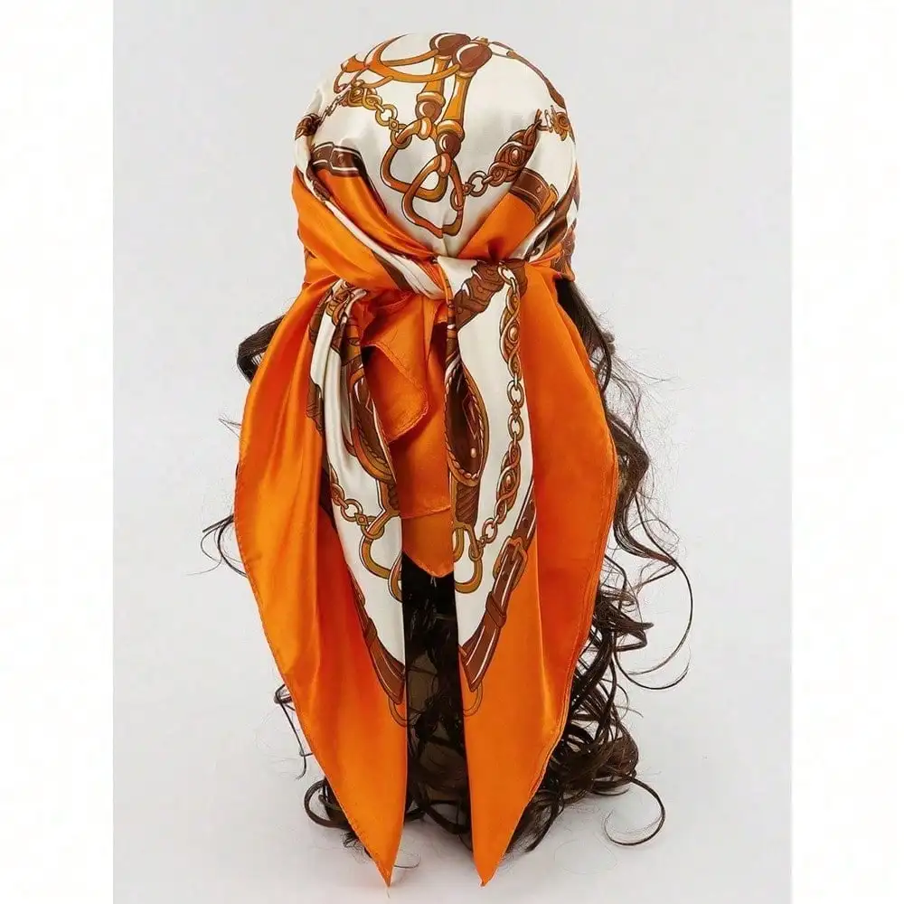 

1pc Women Bandana Fashionable Boho Paisley Print Satin Scarf, Elegant Lightweight Headscarf Accessory For Everyday Casual Wear