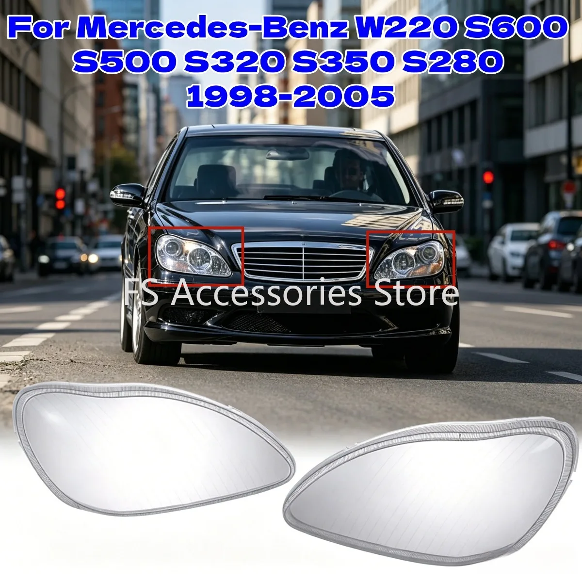 

L&R Car Front Headlight Lens Cover For Mercedes-Benz W220 S600 S500 S320 S350 S280 1998-2005 Headlamp Lampshade Lamp Shell