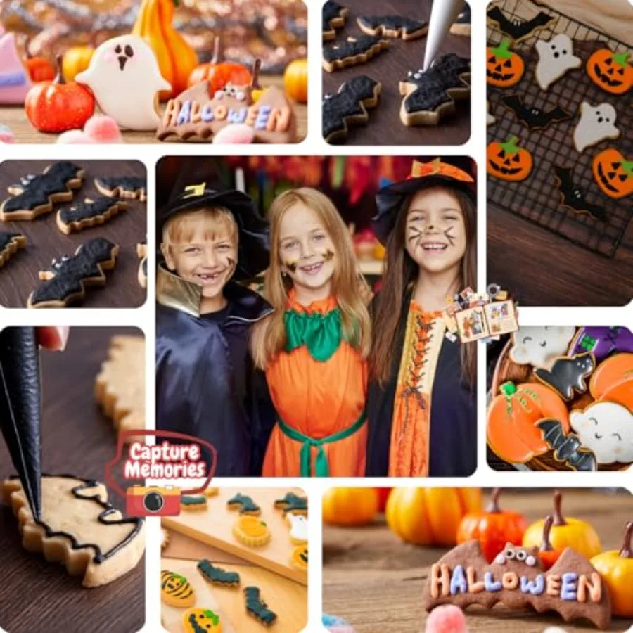 Halloween Ce Cutters 3 Pieces Bat Biscuit Cutter Set Stainless Steel Ce Cutter with Soft Silicone for Baking Halloween Food Par