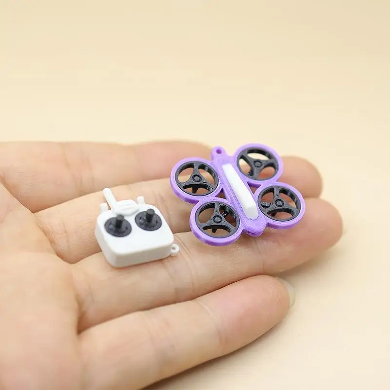 1Set 1:12 Dollhouse Mini Drone UAV Aircraft Accessory Fake Model With Remote Control Scene Prop Miniature Home Decor Decoration