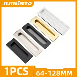 JUIDINTO 64-128mm Hidden Door Cabinet Handles Zinc Alloy Black Concealed Drawer Wardrobe Door Pull Kitchen Furniture Handle
