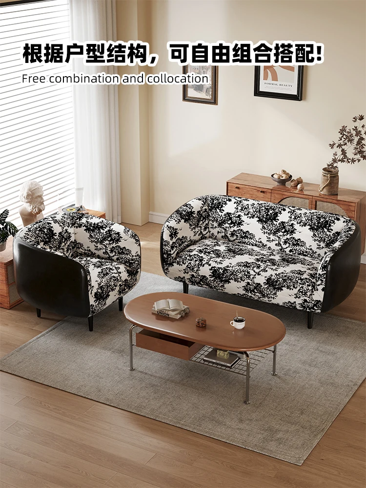 Small apartment sofa living room fabric French retro double triple bed and breakfast does not take up space narrow version