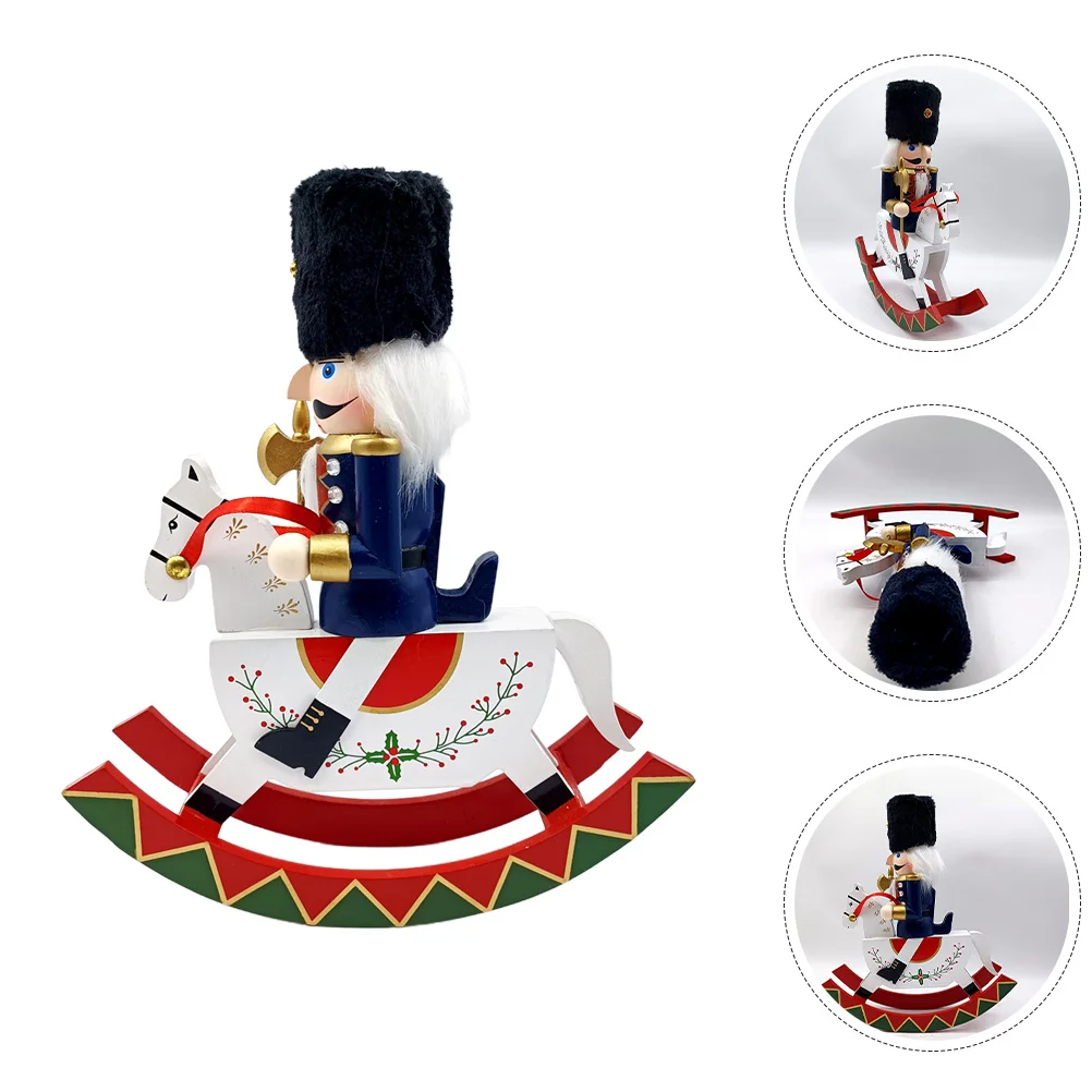 

Rocking Horse Nutcracker Christmas Wooden Soldier Ornament Handpainted Traditional Holiday Tabletop Decor Nutcracker Ornaments