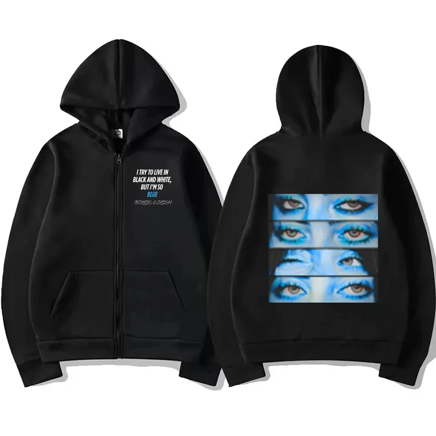 

Billie Blue Eyes Hit Me Hard and Soft Zipper Hoodie 2025 Coat Men Women vintage Oversized Streetwear Unisex Fleece Zip-up Jacket