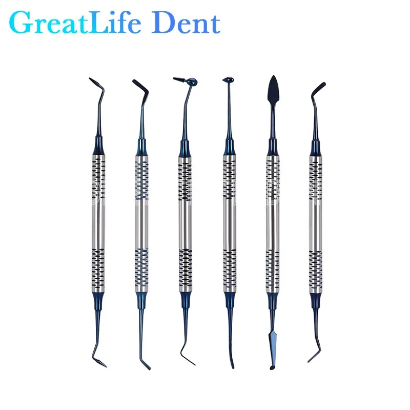 GreatLife Dent 6pcs/set Professional Equipment Dental Suraical Instruments Resin Filling Aesthetic Restoration Kit