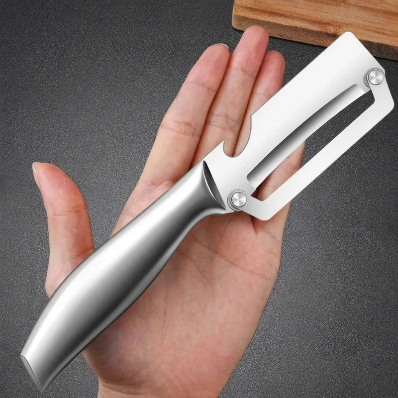 Pelador de Frutas de Acero Inoxidable con Abrebotellas, Cuchillo de Cocina para Pelar Verduras, Apto para Calabaza, Melón de Invierno, Piña y Otras Frutas