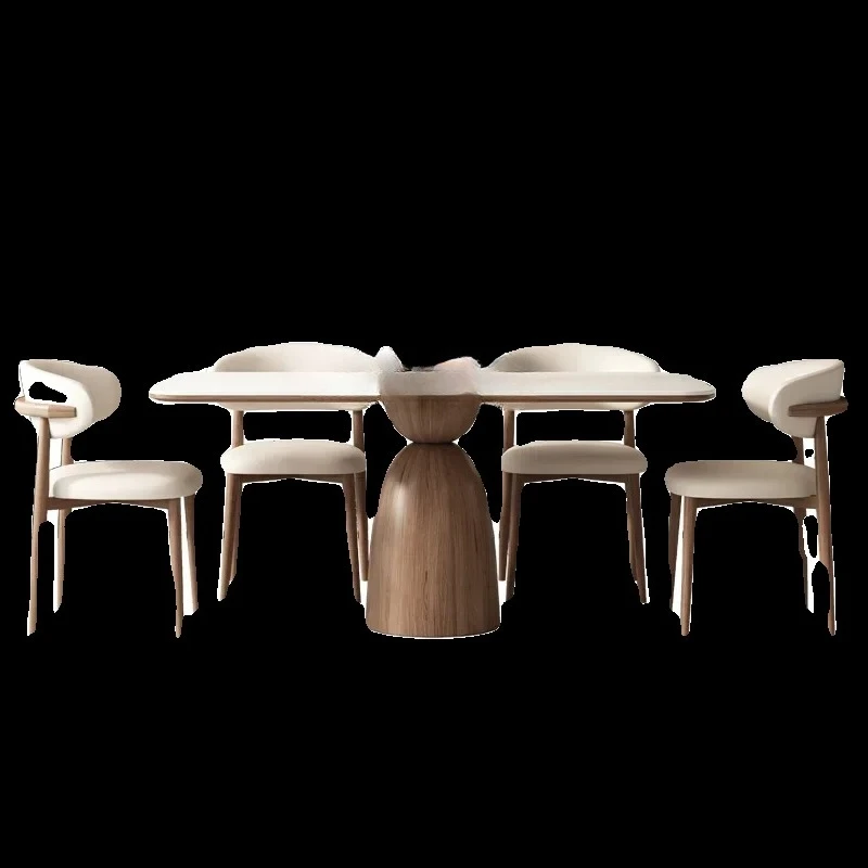 

lxСкандинавский обеденный стол из массива камня, прямоугольный бытовой ореховый цвет, современный простой, легкий, роскошный, обеденный стол