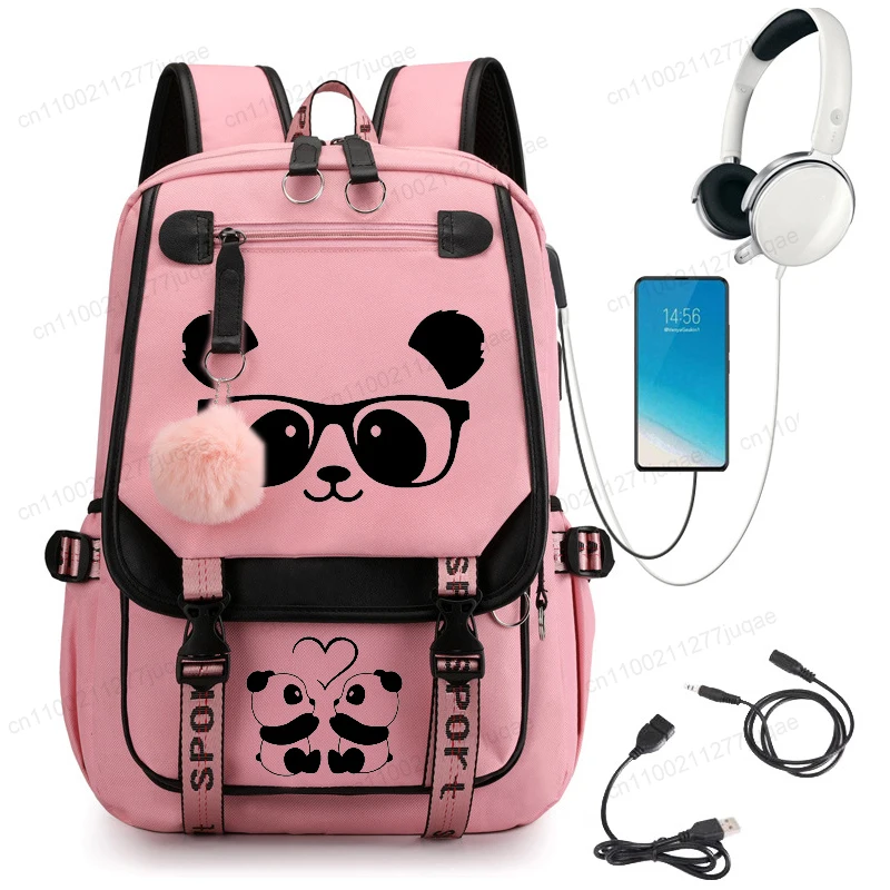 

Panda Anime Print School Backpack Bag Teen Student Mochilas Casual Fashion Travel School Bag Girls Boys Campus Storage Daypack