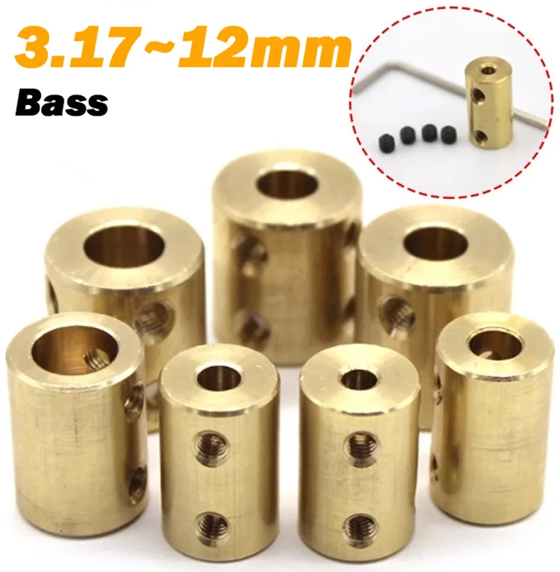 1Set Brass Shaft Coupling 3.17/4/5/6/6.35/7/8/10/12mm Rigid Jaw Coupler Motor Shaft Joint Transmission Connector Sleeve Adapter