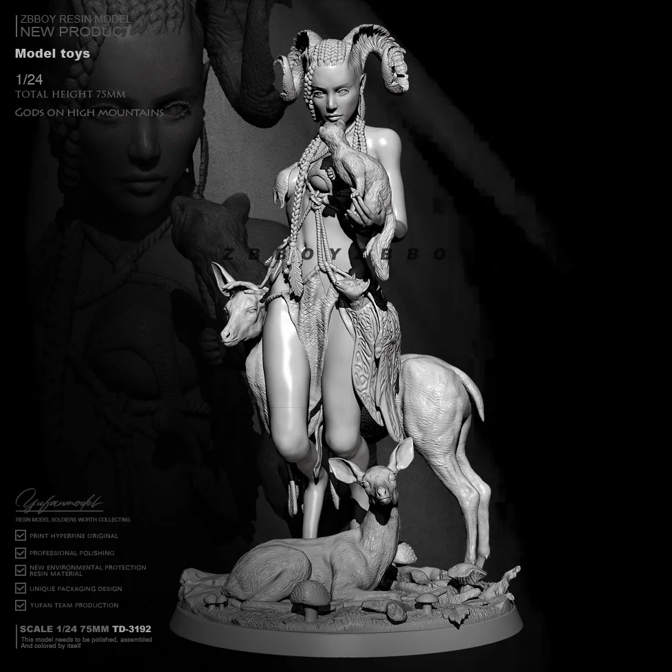 1/24 Resin model kits figure beauty colorless and self-assembled TD-3192