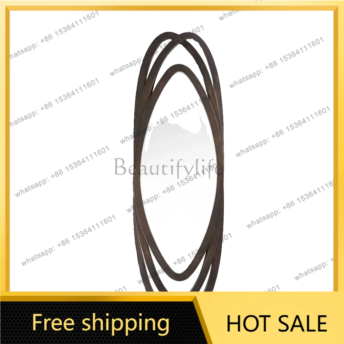 LS Light Luxury Wall-mounted Full-length Mirror Living Room Entrance Irregular Special-shaped European Floor-to-ceiling Mirror