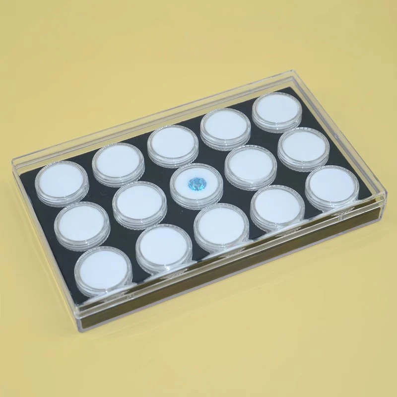 Transparent Loose Diamond Storage Box Acrylic Lid Gemstone Display Container Case Round Pearl Gem Jars Insert Holder Collector