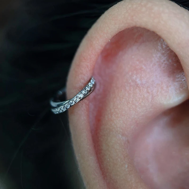 F136 Titanium Piercing Double Layered Triple Stack Hinged 16g Zircon Nose Ring Helix Cartilage CZ Small Cartilage Septum Clicker