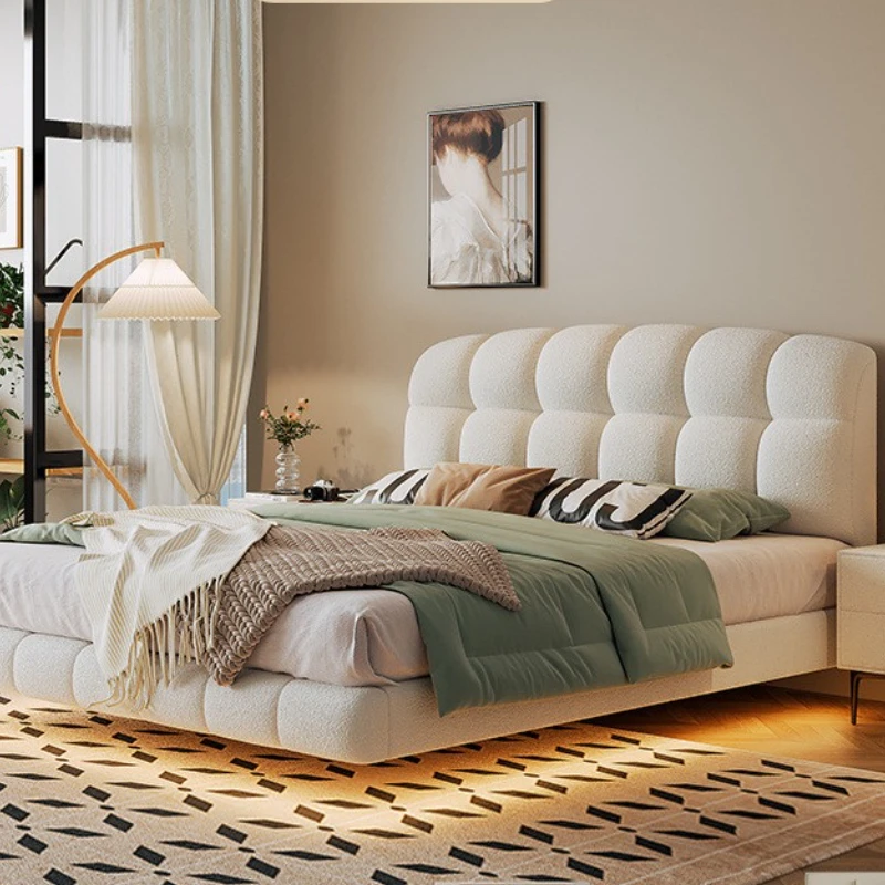 

Luxury King Size Double Bed Modern Wood Nordic Floating Double Bed Household Solid Camas Matrimoniales Bedrooms Furniture