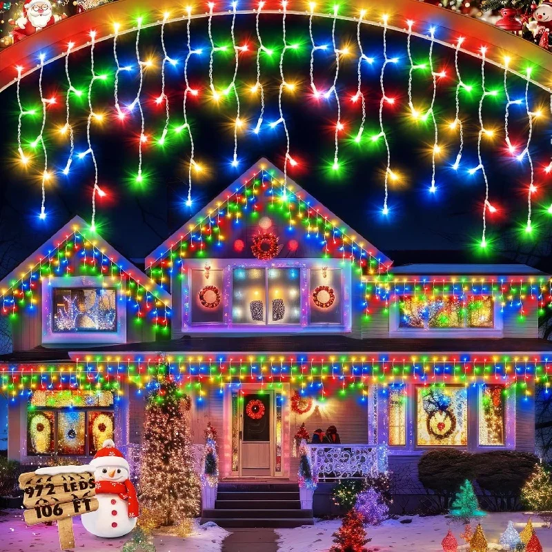 

Solar Icicle Lights 8 Modes Wedding Decoration Fairy Lights String Outdoor Eaves Decoration For Christmas Party Garden Lighting