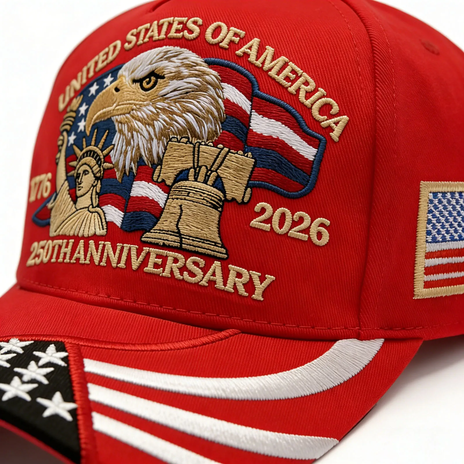 ABLECAP 250. Jubiläum USA Kappe Bestickte Patriotische Baseballmütze 1776-2026 Unabhängigkeitstag Kappe Verstellbare Mütze für Männer Frauen – Detail 9