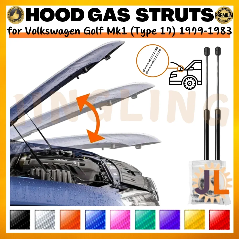 

Qty(2) Hood Struts for Volkswagen Golf Mk1 (Type 17) 1979-1983 Front Bonnet Modify Gas Springs Shock Absorbers Lift Supports