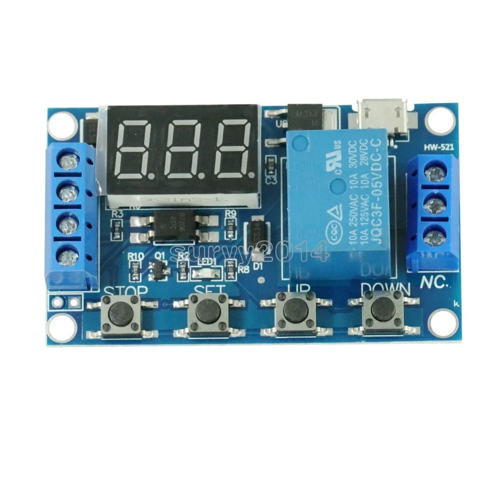 

Micro USB 5V Digital LED Trigger Automation Delay Cycle Timer Control Switch R elay Module Display For arduino Board