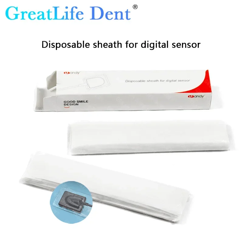 GreatLife Dent 100Pcs Disposable Dental Plastic Protective Film Contamination Cover Handy Digital X-Ray Sensor HDR500C HDR600C