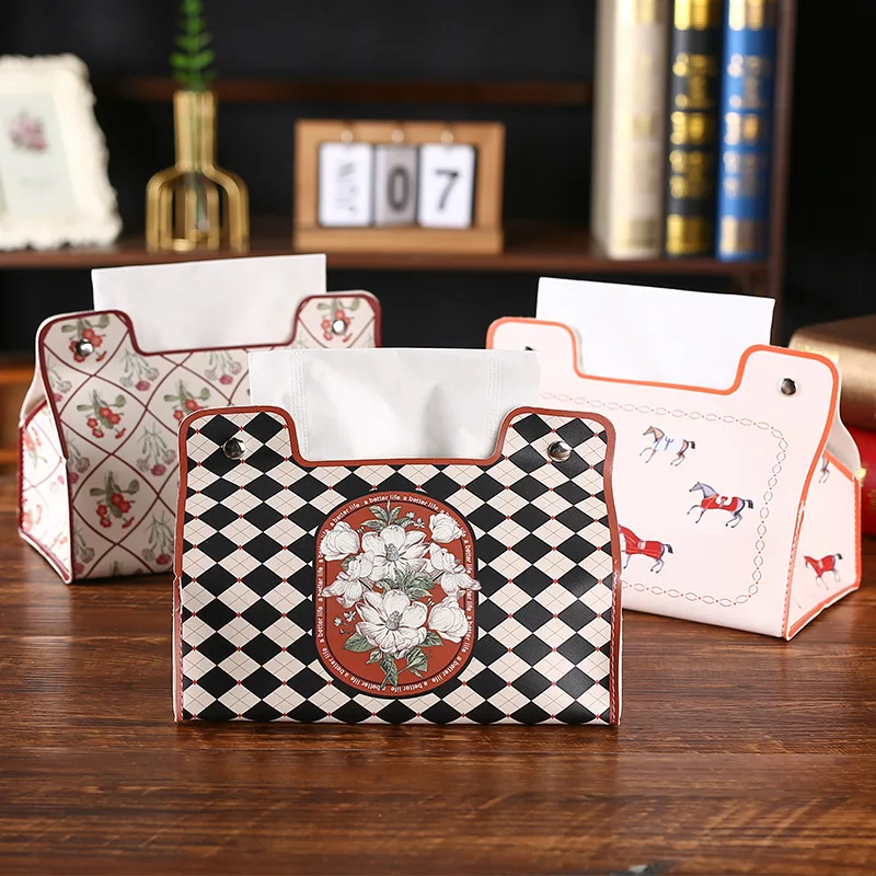 

1 PCS PU Leather Tissue Boxes Vintage Car Tissue Paper Boxes Home Living Room Desktop Coffee Table Organizer Drawer Box