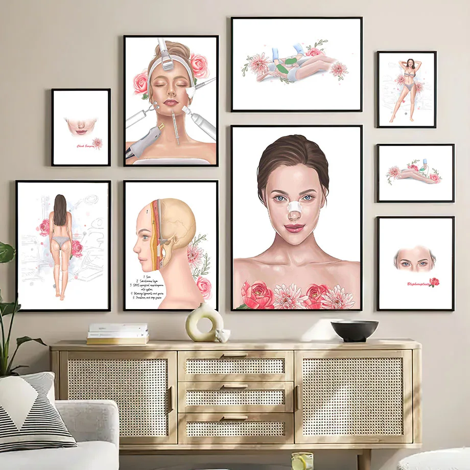 Beauty Salon Medical Spa Esthetician Woman Facials Wall Art Print Canvas Painting Nordic Poster Fashion Pictures Girl Room Decor