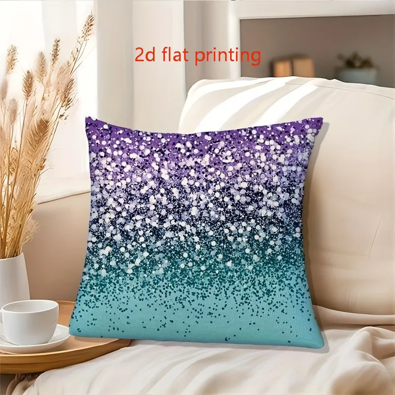 Printing Decorative Pillow Cover Purple Teal Gradient Glittering Background Contemporary Zipper Closure for Home Decor