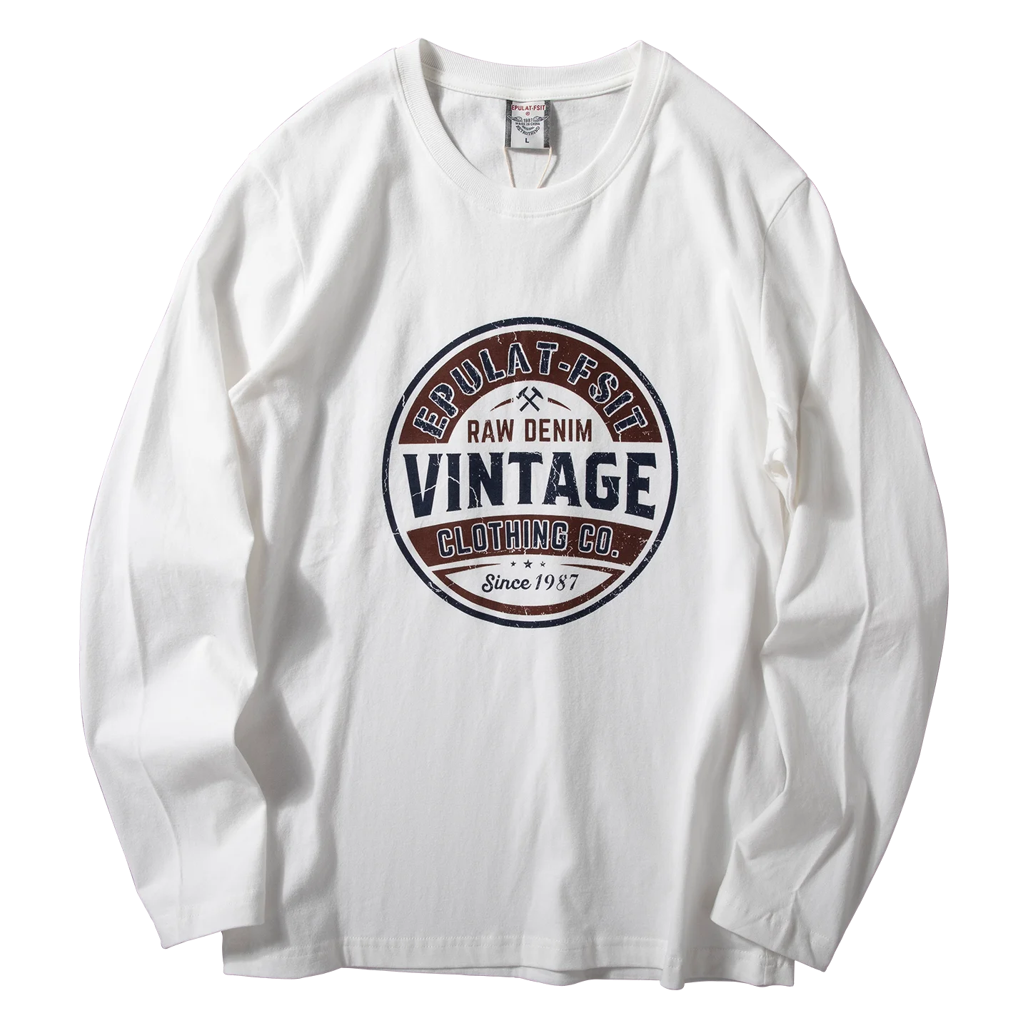 

Spring New American Retro Long-sleeved O-neck Letter Printed T-shirt Men's Fashion Simple 100% Cotton Washed Casual Sport Tops