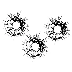 Bullet Holes Glass Art Car Stickers Vinyl Car-styling Decal Black/Silver 18cm*13.5cm