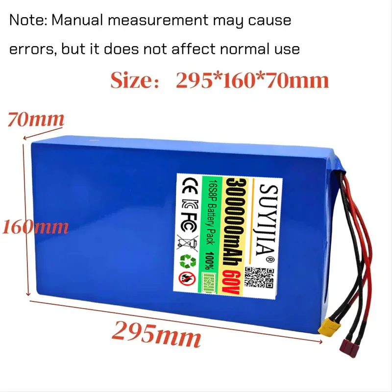 60V 16S8P Rechargeable Battery 30000mAh High-capacity 18650 Lithium-ion Battery Pack 30Ah With BMS For Electric Scooter Battery