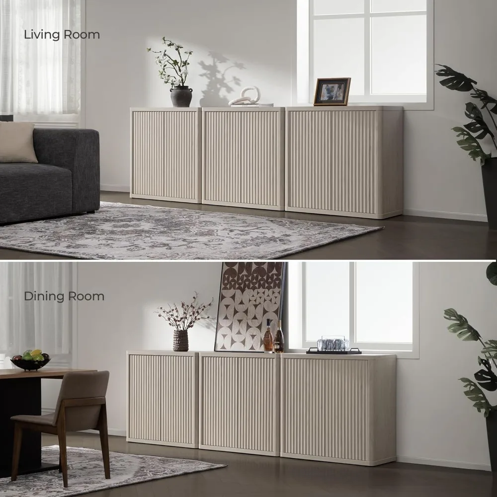 Bufet skříň s úložný příborník akcent moderní credenza s dveře & police fluted 34.6