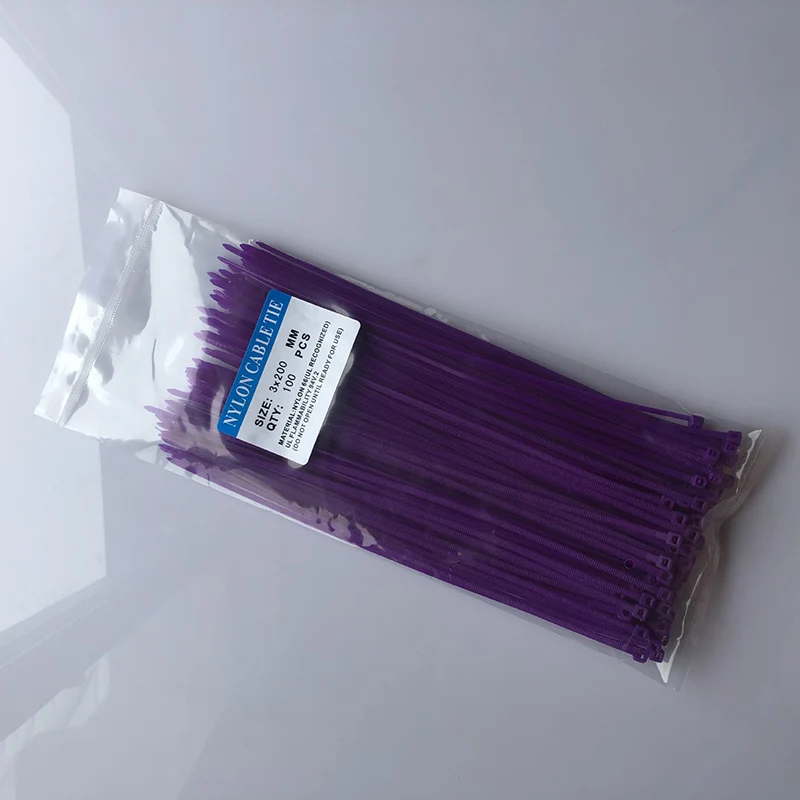 100Pcs 3*200Mm ล็อคด้วยตัวเอง Nylon Cable Ties 8นิ้ว10สีพลาสติก Zip Tie 18ปอนด์สายสีดำ Binding Wrap สายรัด UL Certified