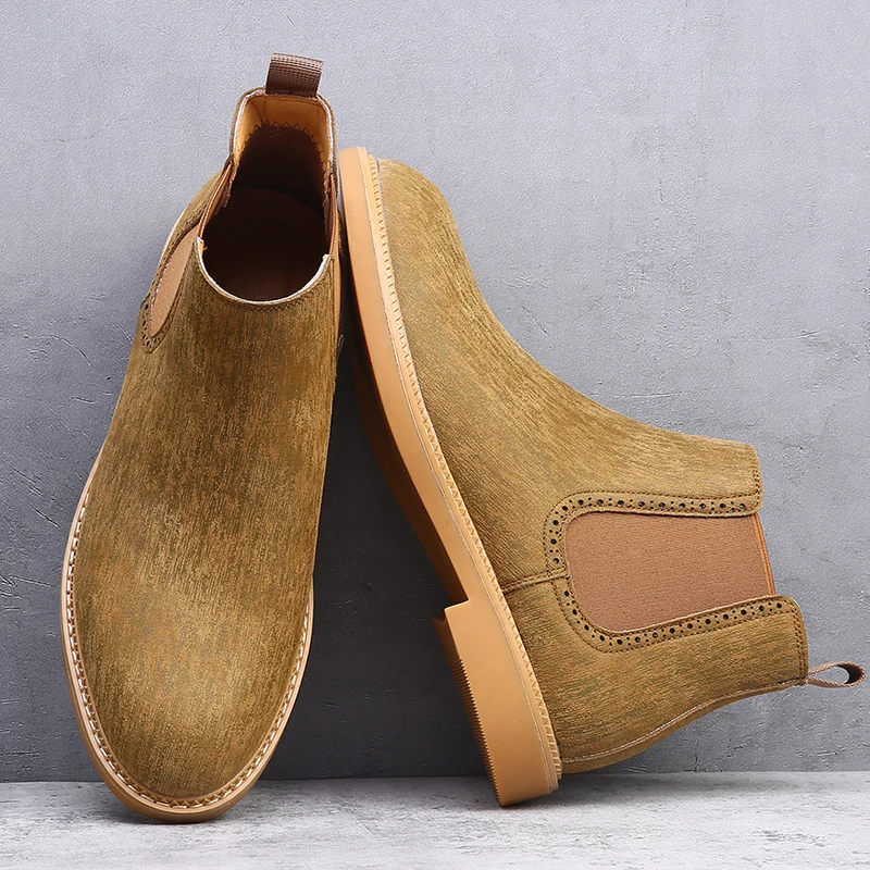 Autumn and Winter Men Plus Size Chelsea Boots Round Toe Elastic Band Simple and Comfortable Youthful and Casual Fashionable Boot