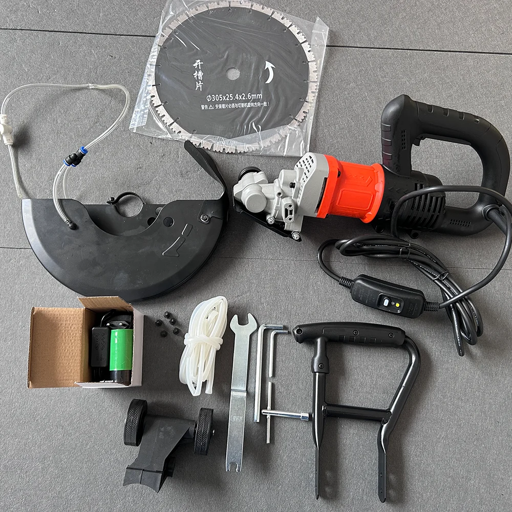 China Manufacturing High-Power Brushless Industrial Grade Electric Concrete Cutting Slotting Machine 130mm Cutting Depth 3-Year