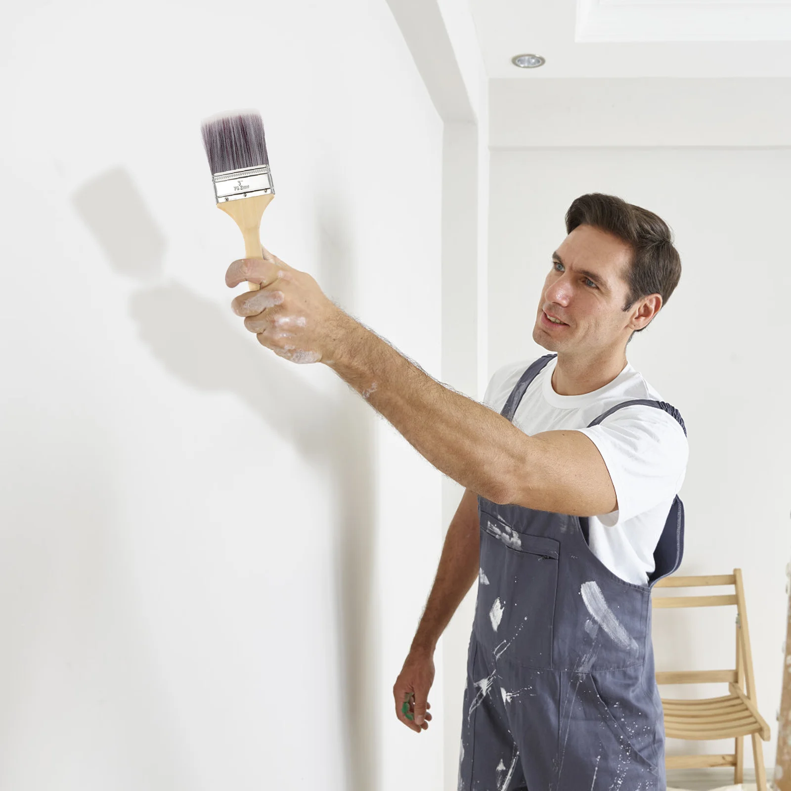 

5 pcs Paint Brushes Set Wood Handle Angle Sash Brush For Walls Trim Cabinets Doors Decks Stain Chip Cleaning Brushes