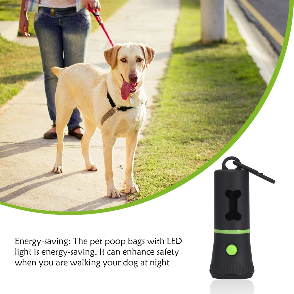 Waste Bags Dispenser Flashlight Poop Connection Holder Supplies Carrier Pick-Up Collar Outdoor Tools Equipment Dog