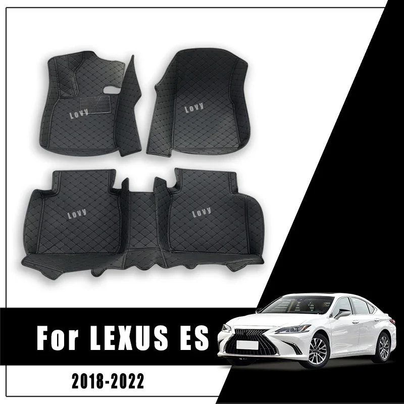 Car Floor Mats For LEXUS ES 2018 2019 2020 2021 2022 ES300h ES350 Customized Rugs Interior Leather Carpet Waterproof Automotive